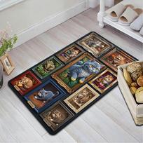 Feline Portraits Pattern Rug Floor Mat for Living Room or Bedroom Soft and Comfortable Carpet a Gift for Birthday and Holiday. 40x60cm( 15x23in )
