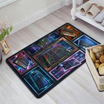 Synthwave Soundscapes Pattern Rug Floor Mat for Living Room or Bedroom Soft and Comfortable Carpet a Gift for Birthday and Holiday. 40x60cm( 15x23in )