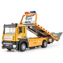 Simuliacinis lydinio sunkvežimio modelis 1/32 lieto metalo plokščiadugnis priekabos sunkvežimis su garsu ir šviesa, nuimamas statybinės technikos traktoriaus žaislas, berniukų, vaikų dovana