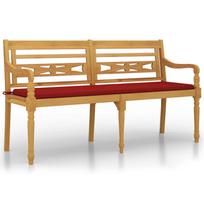 Batavia Bench with Red Cushion 150 cm Solid Teak Wood