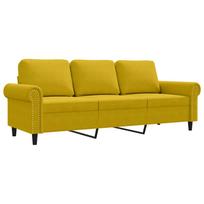 3 Seater Sofa Yellow 180 cm Velvet