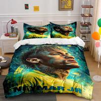 Neymar Jr Yellow & Blue Sports Bedding Set Bedding set (1 duvet cover, 2 pillowcases, duvet not included) 135x200cm