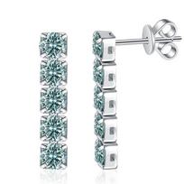 3ct Moissanite Earrings With Turquoise Green Tassel Drop Sterling Studs Women Chic Fashion Jewelry 925 Sterling Silver