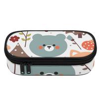 Pen Case Scratch Resistant 300D Polyester Printed Zip Around Closure with Mesh Pocket Removable Divider and Pen Slots for Students One Size