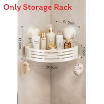 Abs Wallmounted Corner Bathroom Rack With Multiple Hooks For Toilet And Washbasin White Single Layer