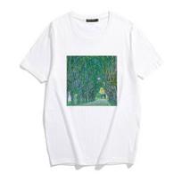 Harajuku women t-shirt Gustav Klimt Oil Painting Sweet Lady Aesthetics Pattern Flowers plants Print casual art retro loose tops S