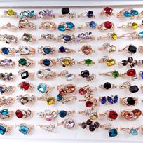10Pcs Ladies crystal ring Alloy ring index finger ring