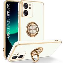 Case - E.F.CONNECTION - for Xiaomi 13T/13T Pro - Shockproof - Hybrid Silicone - 360° Rotation Ring - White