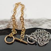 High-End Unisex Classic Pig Nose OT Buckle Necklace & Bracelet: Minimalist Luxury with European & American Style Rose Gold Thick Pig Nose Bracelet [19cm]
