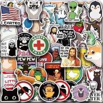 50 vnt. Suaugusiųjų linksmų lipdukų, pieštų grafiti, tekstas, gyvūno logotipas, puodelis, nešiojamas kompiuteris, mobilusis telefonas, bagažo dekoravimas, vandeniui atsparūs lipdukai