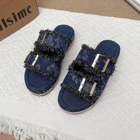 Women’s Double-Buckle Platform Birkenstyle Slide Sandals Casual Summer Flats 36