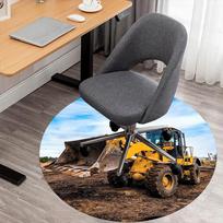 1pc bulldozer construction Round Chair mat Area Rug - Non-Slip, Floor Mat for Office, Bedroom, home decor Christmas Gift p0811265 80cm
