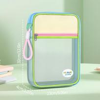 Student Handheld File Bag, Dopamine Color Tote, L-Shaped Zipper Mesh Folder, Exam Paper Storage and Subject Organizer