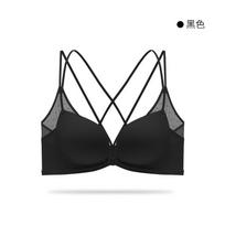 Women Front Closure Cross Back Wirefree Push Up Bra  Seamless Bralette 32