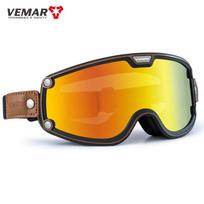 VEMAR Motorcycle full-face helmet goggles Harley vintage windproof and sandproof goggles motorcycle off-road riding helmet goggles Average Size yellow