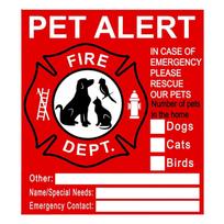Pet Alert Emergency Rescue Notice Sign for Home Safety Fire Department Notification for Dog Cat Bird Protection Sticker Decal