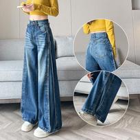 Women's High Waist Wide Leg Jeans Baggy Straight Denim Pants Casual Fall Trousers S