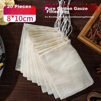 SHUANG YU Cotton Gauze Bags, 20 Pieces, Spice Bags, Marinade Bags, Chinese Herbal  Bags, Soup And Tea Strainer Bags, 8*10cm