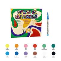 Multipurpose Brush Tip Acrylic Paint Pen Acrylic-12 Colors/Box