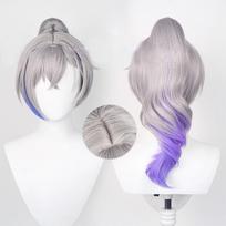 Silver Wolf Cosplay Wig Medium Length, Hand-woven With High-temperature Fiber