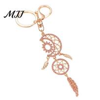 Colored Rhinestones Inlay Keychain Pendant Dream Catcher Design Lightweight Key Chain with Star Moon Feather Charm Lobster Clasp Bags Backpacks