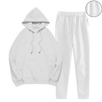 Women's Solid Fleece Lined Hoodie Sweatshirt Set 2 Piece Long Sleeve Tracksuit With Pocket Jogger Pants S
