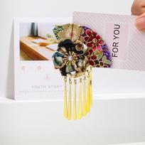 Metal Tassel Kimono Hair Clip Elegant Flower Hair Accessories Vintage Fan Shape Hairpin  Cosplay Style K