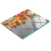 Glass Kitchen Serving Board With Spice Mix Graphic 60X52 Cm