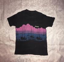 VTG Bermuda Tshirt Large Single-Stitch Beach Summer Wraparound AOP GRAPHIC Unisex T-Shirt L