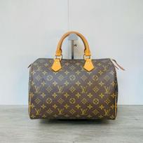 [Pre-Owned] Speedy 30 Elegant Compact Fashionable Commuter Classic Monogram Coated Canvas With Leather Trim Pillow Bag - Excellent #15GE9SX ONE SIZE