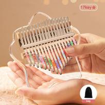 17/21 Keys Kalimba Thumb Piano Crystal Acrylic Kalimba Finger Piano Keyboard Musical Instrument for Beginner Music Lover Gifts brown