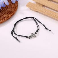 Retro Wax Rope Turtle Anklet & Bracelet Set in Ancient Silver