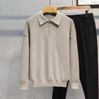 Men's Autumn & Winter Half-Zip Polo Collar Sweater - Trendy, Simple, Handsome Knit Pullover XXL