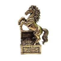 Feng Shui Brass Horse Statue Horse Stepping on Coins Chinese New Year Tabletop Ornament Zodiac Lucky Horse Sculpture with Treasure Box for Home Living