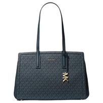 Michael Kors Laila Classic Monogram Faux Leather Tote Bag Women tote bags Dark-Blue 30S5G9IT2V-444 Basic Set (Bag+Dust Bag)