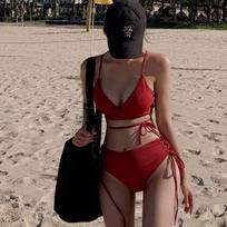 2026 Women's Sexy Gathered Three-Piece Bikini Set Medium