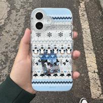 Ins Winter Cute Fair Island Penguin Phone Case for iPhone 17 16e 16 15 14 13 12 11 Pro Max X Xs XR Air Plus Feather Texture iPhone 12 Pro