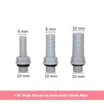 10 vnt. PVC palapinės formos tiesūs jungikliai 1/8  1/4  3/8  1/2  vidinis sriegis į 6mm 8mm 10mm 12mm sodo drėkinimo žuvų tanko siurblio jungtys (as the picture,6mm) gray