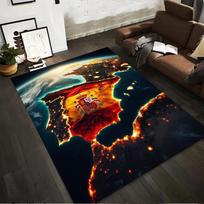 Spain Flag Map Carpet, Night View Design, Earth Tones, Home Décor  Suitable for use as an anti-slip for living room bedroom sofas 40x60cm( 15x23in )