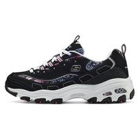 Skechers DLites Fabric Synthetic Leather Fashion Lace-Up Low-Top Dad Shoes Women sneakers Black 150034-BKMT 35