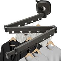 Suction Cup Clothes Drying Rack – Wall-mounted Retractable Clothes Rod, Laundry Storage Rack, Foldable 360° Space Saver gray