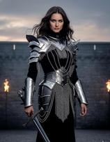 Women's Medieval Knight Armor Steel Cuirass Chainmail Warrior Costume LARP Cosplay