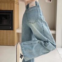 Women's High Waist Wide Leg Jeans Straight Loose Denim Trousers Vintage Pocket Pants For Pear Shaped Body Fall Casual Outfits XS
