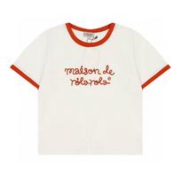 Women's Crew Neck Short Sleeve Slim Fit Ringer Top Korean Letter Embroidery Contrast Color Summer Casual Basic T Shirt S