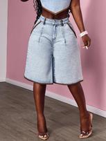 Women's High Waist Wide Leg Denim Shorts Loose Fit Vintage Light Wash Spring Lazy Casual Five Point Denim Trousers XS
