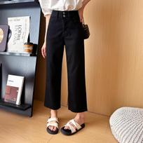 Women's High Waist Straight Leg Jeans Regular Fit Lazy Style Thin Stretch Cropped Denim Pants S