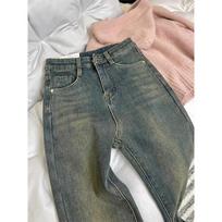 Women's High Rise Flare Jeans Slight Stretch Fleece Lined Vintage Denim Pants Plus Size Curvy Fit Autumn Winter Long Trousers S