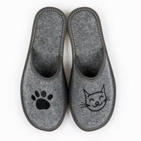 Women's slippers felt slippers house slippers gray cats slip-on size 38