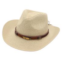 Wide Brim Western Cowboy Hats Hiking Sunscreen Visor Cap Vintage Straw Cowgirl Hat  for Women Men Style 1