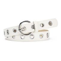Durable Punk Rock Waistband Textured Silver Round Buckle Belt Fashion Grommet Belt  Girls Outfit